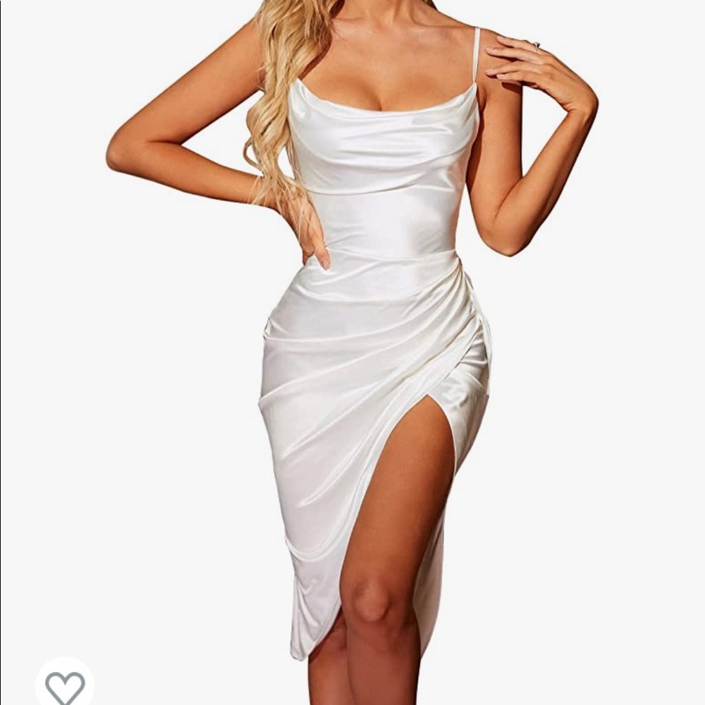 White satin slip dress